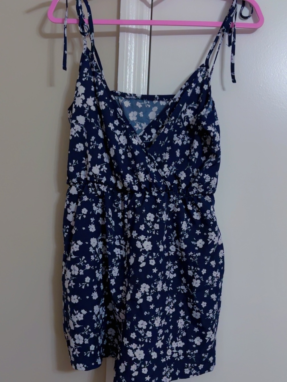 Navy Blue Floral Tie-Shoulder women One-Piece